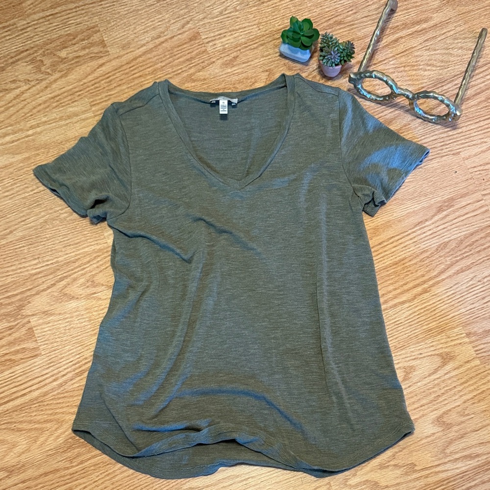 Olive Green V-Neck Top by Jessica Simpson